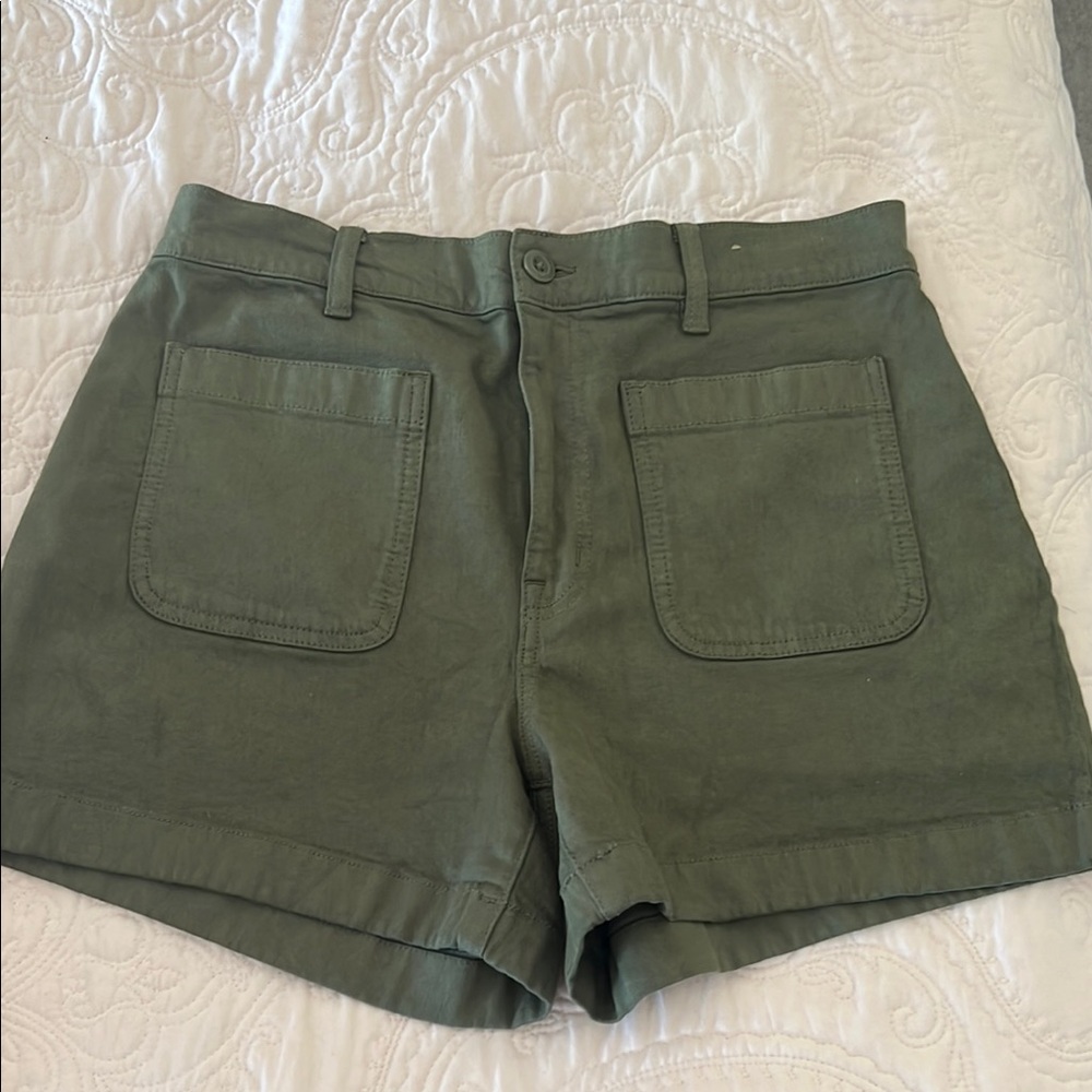 Madewell Green Cargo Shorts High-Waisted Cotton